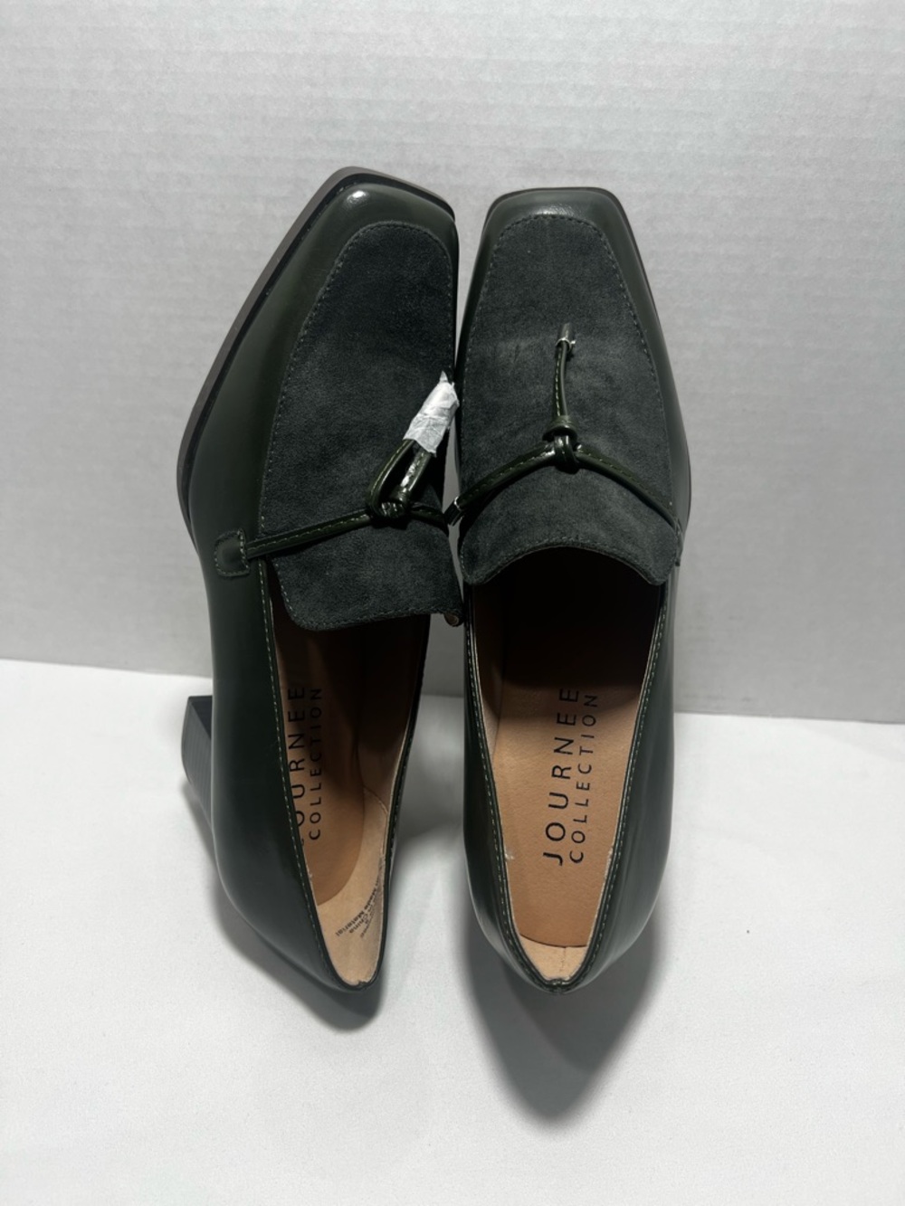 Journee Collection Dark Olive Green Suede & Leather Loafers
